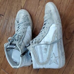 Golden Goose Slide suede glitter high top sneakers